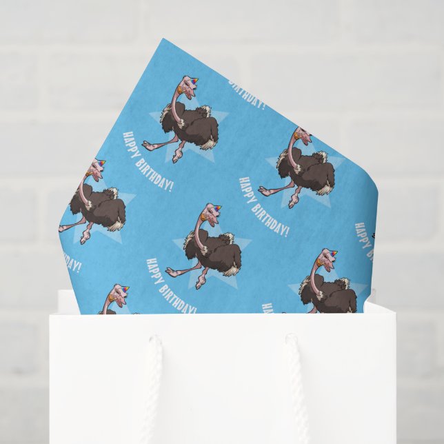 Happy Birthday Party Ostrich Dancing Cartoon Tissue Paper (Gift Bag)