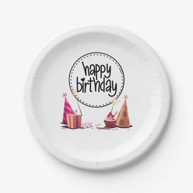 Happy Birthday Party Paper Plates (Front)