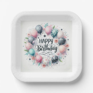  "Happy Birthday Party Paper Plates" Plates