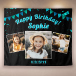 Happy Birthday Party Photo Collage Fun Backdrop<br><div class="desc">The Happy Birthday Party Backdrop Tapestry with your custom 3 Photo Collage is a beautiful and unique way to celebrate your special day. This tapestry features a personalized 3-photo collage of your choice set against a colorful, festive background. The customized photo collage makes this tapestry extra special, as it allows...</div>