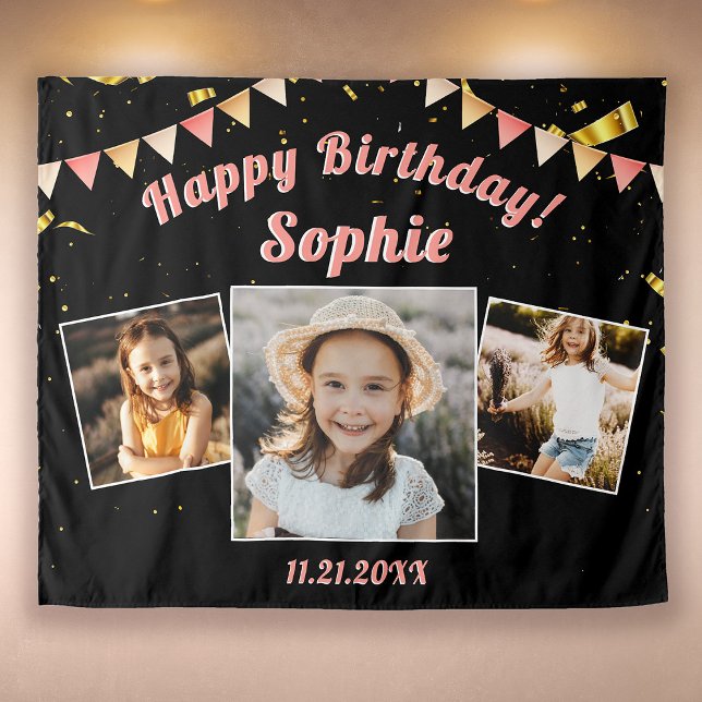 Happy Birthday Party Photo Collage Fun Backdrop (Creator Uploaded)