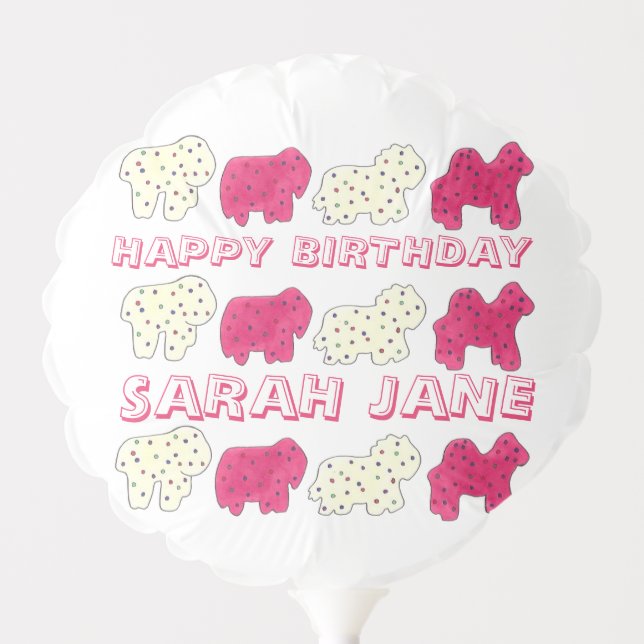 Happy Birthday Party Pink Circus Animal Crackers Balloon (Front)
