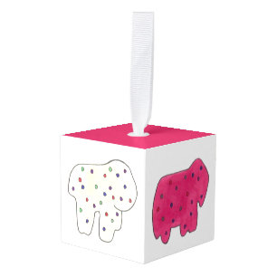 Happy Birthday Party Pink Circus Animal Crackers Cube Ornament