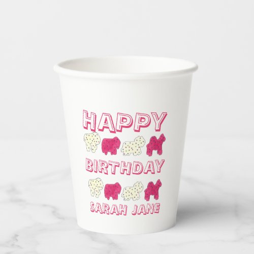 Happy Birthday Party Pink Circus Animal Crackers Paper Cups