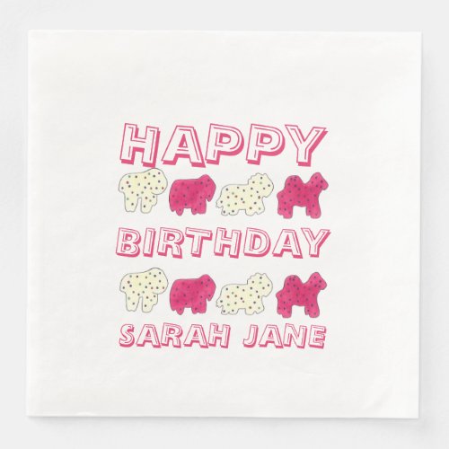 Happy Birthday Party Pink Circus Animal Crackers Paper Dinner Napkins