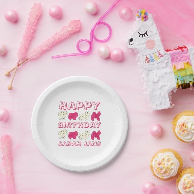 Happy Birthday Party Pink Circus Animal Crackers Paper Plates (Party)