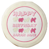 Happy Birthday Party Pink Circus Animal Crackers Sugar Cookie (Front)
