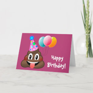 Happy Birthday Party Poop Emoji Card