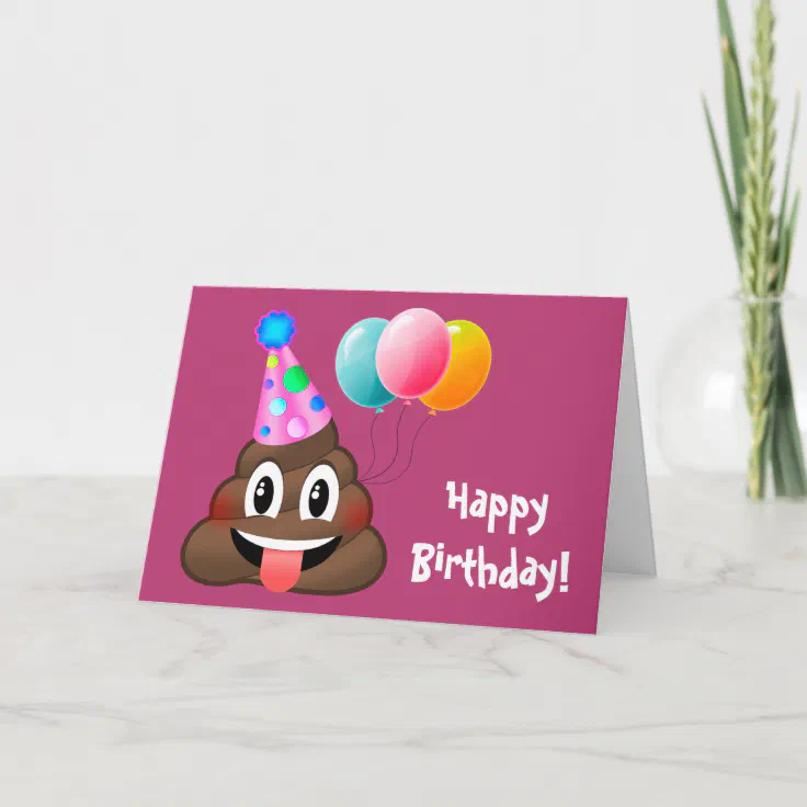 Happy Birthday Party Poop Emoji Card | Zazzle