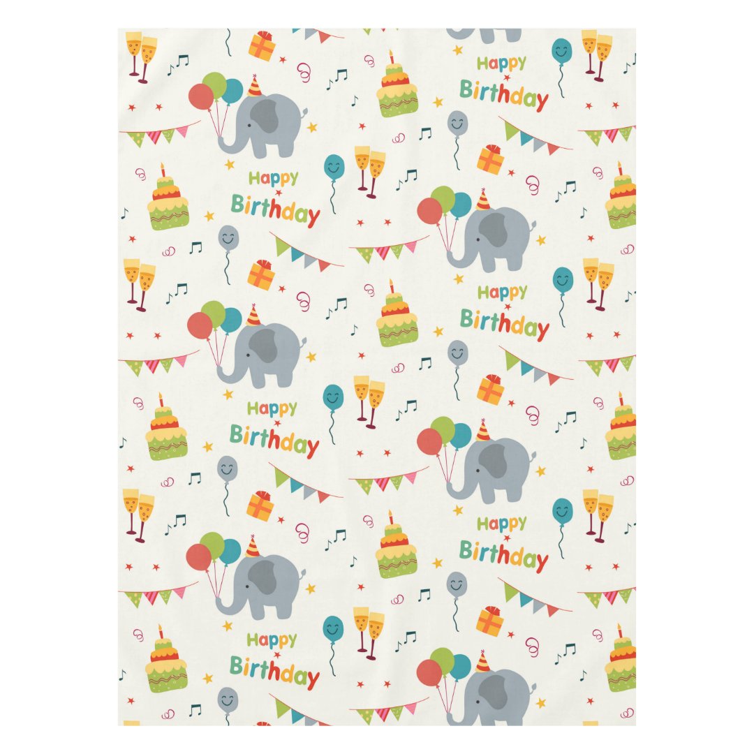 Happy Birthday Party Print Tablecloth | Zazzle