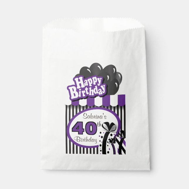Happy Birthday Party | Purple Favor Bag (Front)