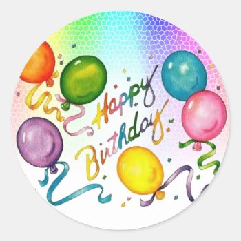 Happy Birthday Party Stickers by akiliking at Zazzle