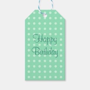 Happy Birthday Party Text Template Rustic Polka Gift Tags