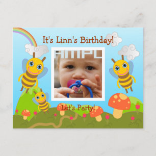 Happy Birthday Party with friendly bees Invitation