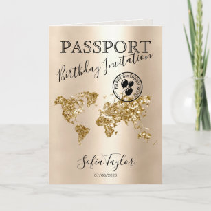 Happy Birthday Passport Map Any Age Invitation