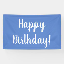 Happy Birthday Pastel Blue White Birthday Party Banner