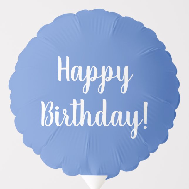 Happy Birthday Pastel Blue White Typography Balloon (Front)