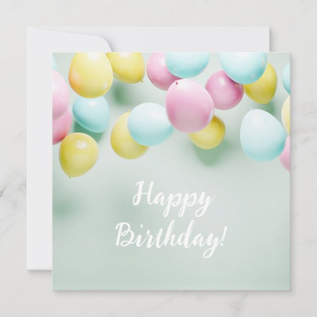 Happy birthday Pastel Colorful baloons celebration Card (Front)