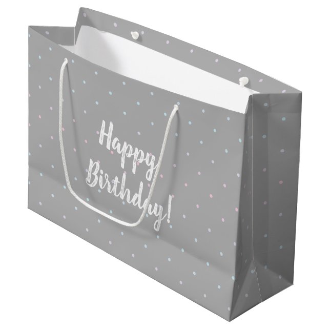 Happy Birthday Pastel Dot Pattern Gift Bag (Front Angled)