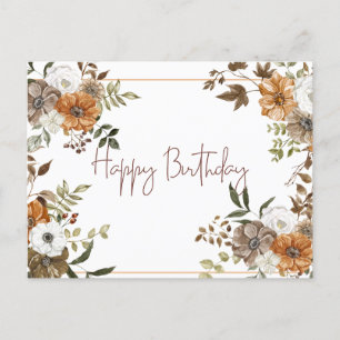 Happy Birthday Pastel Floral Botanical Arrangement Postcard
