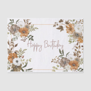 Happy Birthday Pastel Floral Botanical Arrangement Tissue Paper