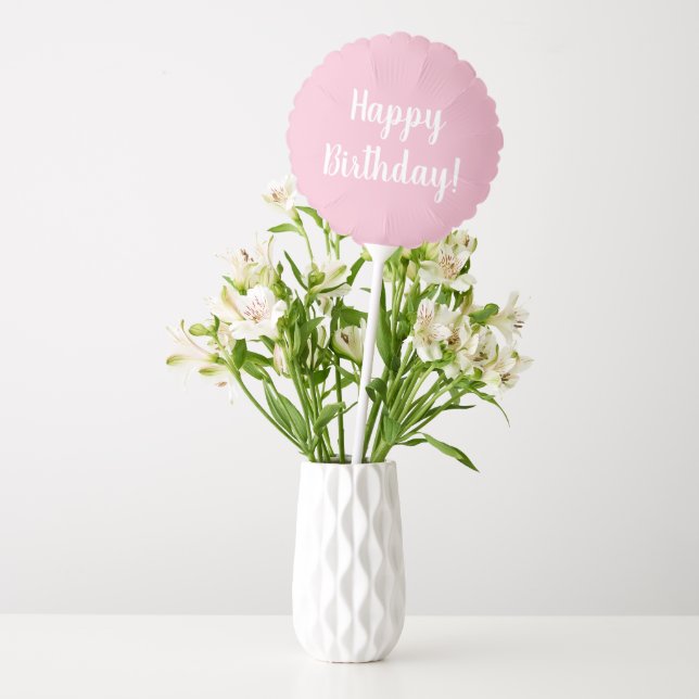 Happy Birthday Pastel Pink Birthday Balloon (Vase)