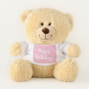 Happy Birthday Pastel Pink Birthday Teddy Bear