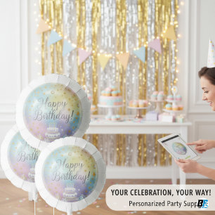Happy Birthday Pastel Rainbow Festive Party Decor Balloon