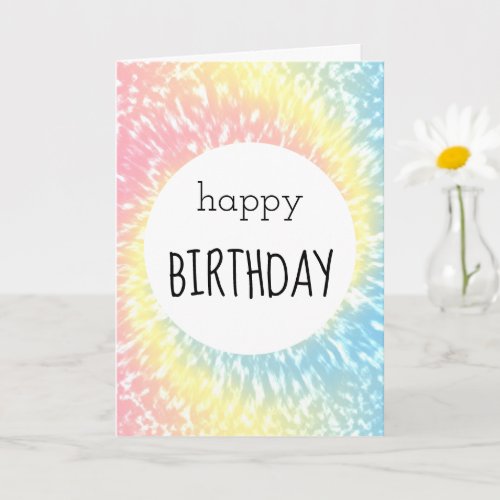 Happy Birthday Pastel Tie Dye Hippie Swirl Card