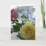 Happy Birthday Pastor's Wife-  Roses Card<br><div class="desc">Roses and Baby's Breath Greet Pastor's Wife with Happy Birthday Wishes.  Scripture and Verse inside relate Blessings.</div>