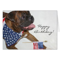 Happy Birthday Patriotic Boxer Dog greeting card