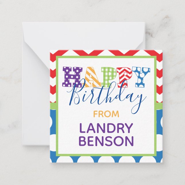 Happy Birthday Pattern Gift Enclosure Cards (Front)