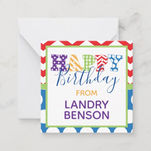 Happy Birthday Pattern Gift Enclosure Cards