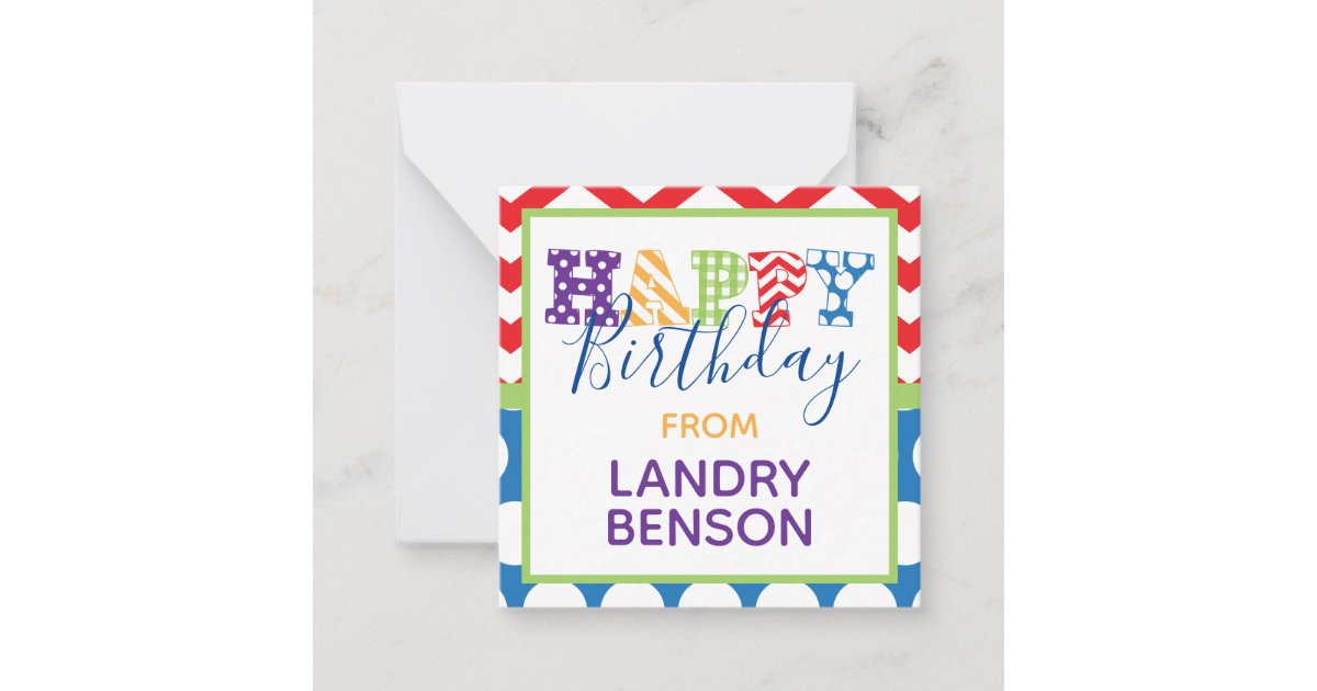 Happy Birthday Pattern Gift Enclosure Cards Zazzle
