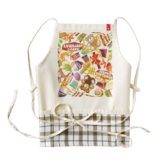 Happy Birthday Pattern Illustration Zazzle HEART Apron