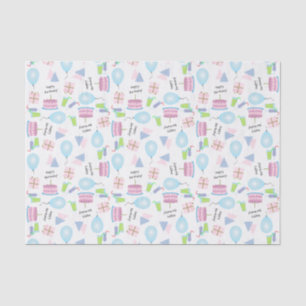 Happy Birthday Pattern in Pink/Blue Tissue Paper