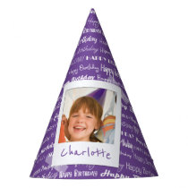 Happy Birthday Pattern Purple Party Kids Photo Hat