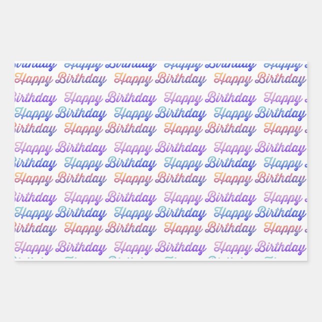 Happy Birthday Pattern Wrapping Paper Sheets (Front)