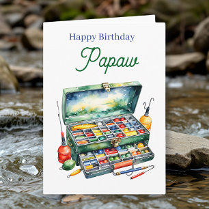 Happy Birthday Pawpaw Fishing Tackle Box Card