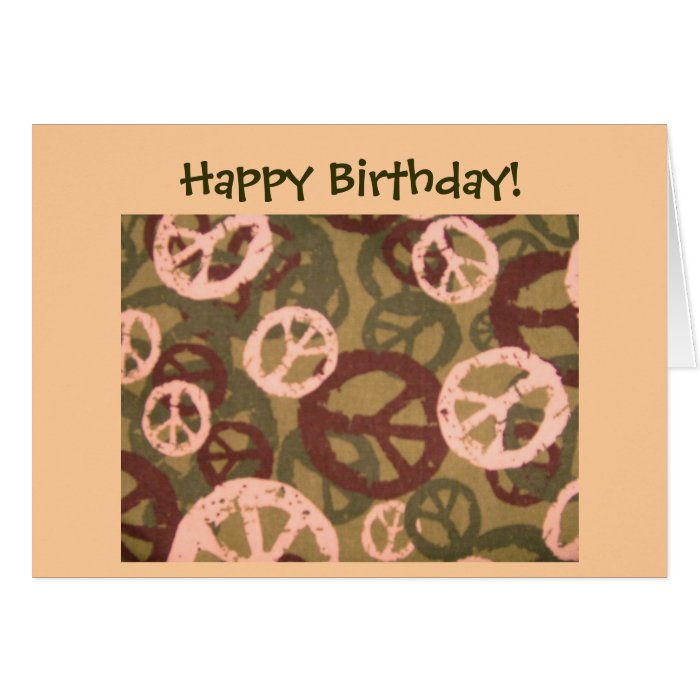 Happy Birthday Peace Signs/Camo Look Card