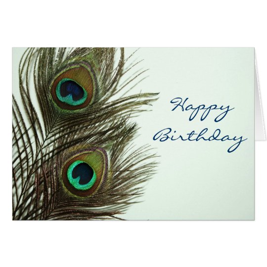 Happy Birthday Peacock Feather Card | Zazzle