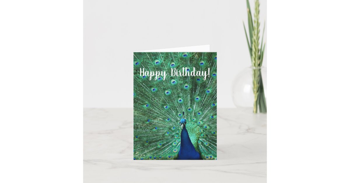 Happy Birthday Peacock Greeting Card | Zazzle
