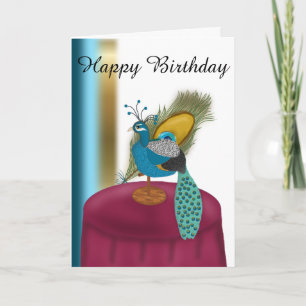 Happy Birthday Peacock Themed Card