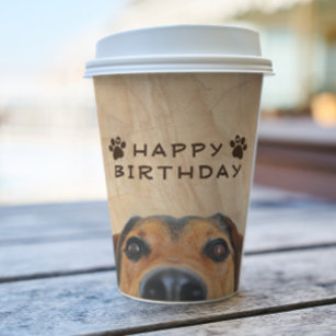 Happy Birthday Peeking Dog Paper Cups