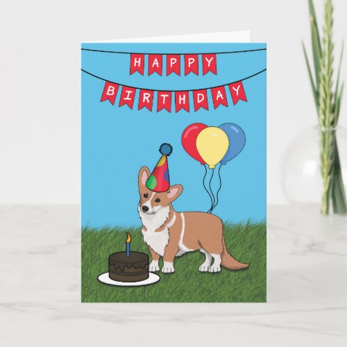 Happy Birthday Pembroke Welsh Corgi Dog Card