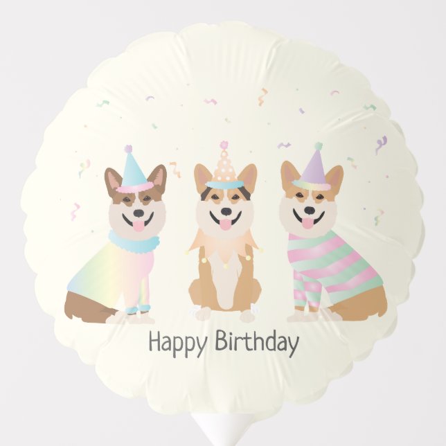 Happy Birthday Pembroke Welsh Corgi Dogs Balloon (Front)