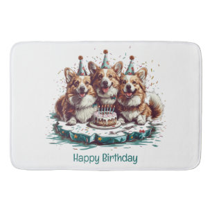 Happy Birthday Pembroke Welsh Corgi Dogs Bath Mat