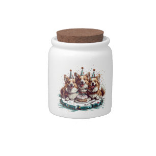 Happy Birthday Pembroke Welsh Corgi Dogs Candy Jar