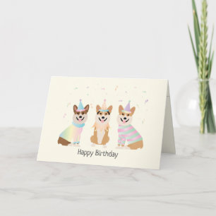 Happy Birthday Pembroke Welsh Corgi Dogs Card