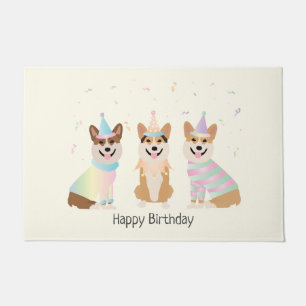 Happy Birthday Pembroke Welsh Corgi Dogs Doormat
